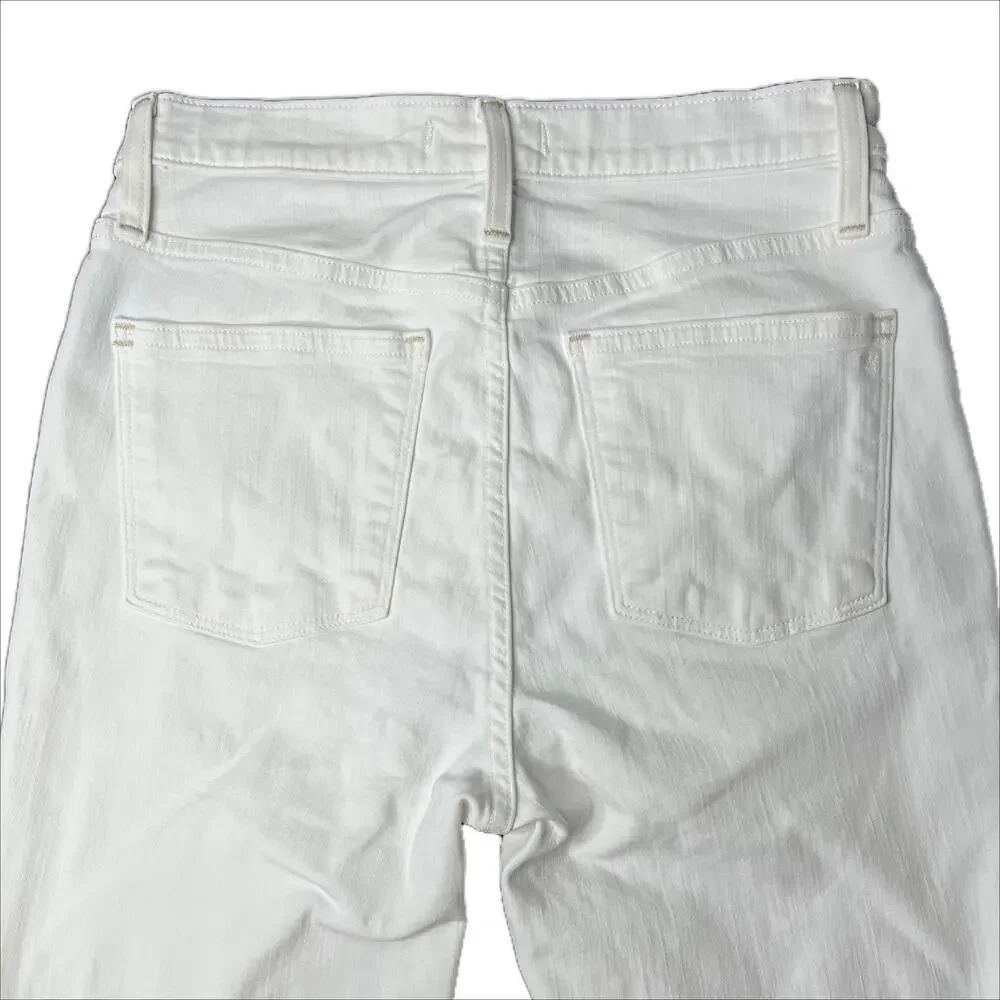 Madewell Cali Demi-Boot Jeans in Pure White w/ Raw-Hem size 28